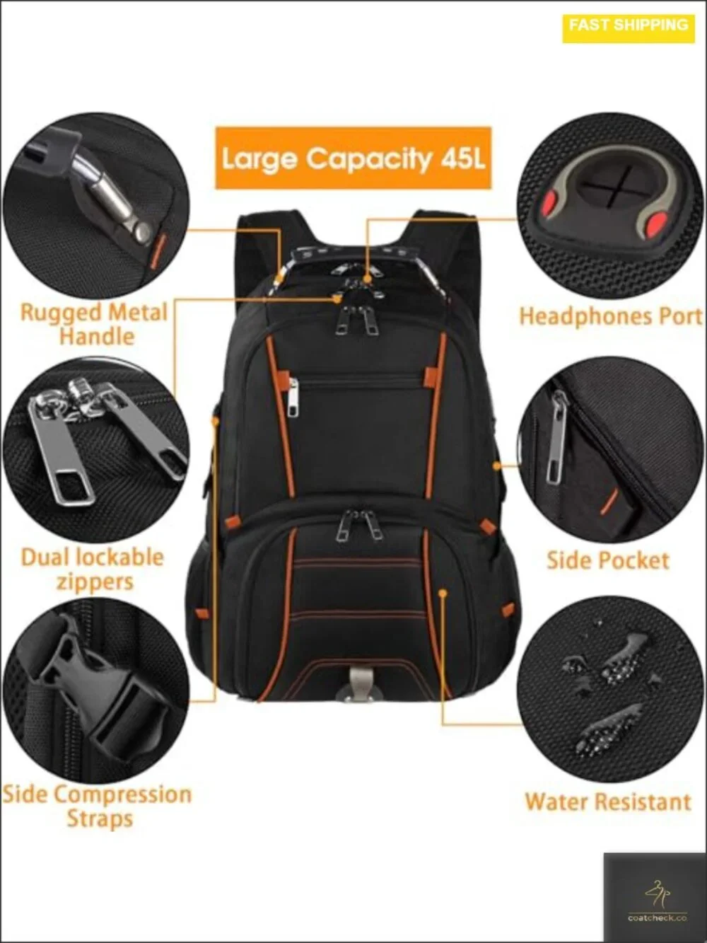 Extra Large Travel Laptop Backpack 17 Inch Tech Backpack Water Resistant